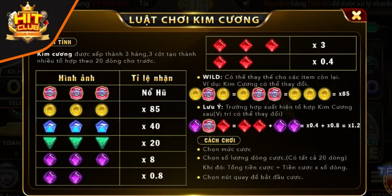 Biểu tượng đặc biệt có trong nổ hũ Kim Cương HITCLUB